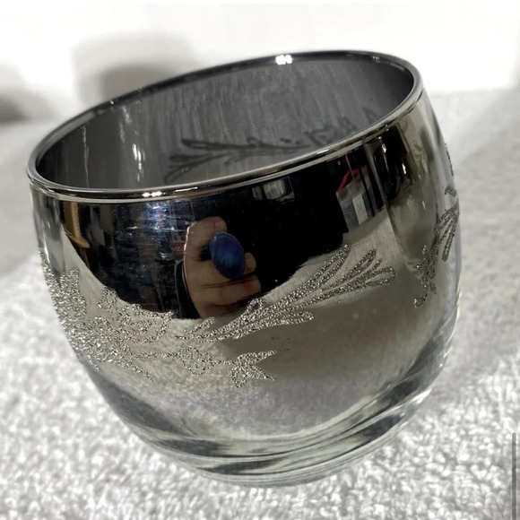 Vitreon Queen's Lusterware Silver Fade Roly Poly Silver Ombre Glasses x6 - Picture 12 of 13